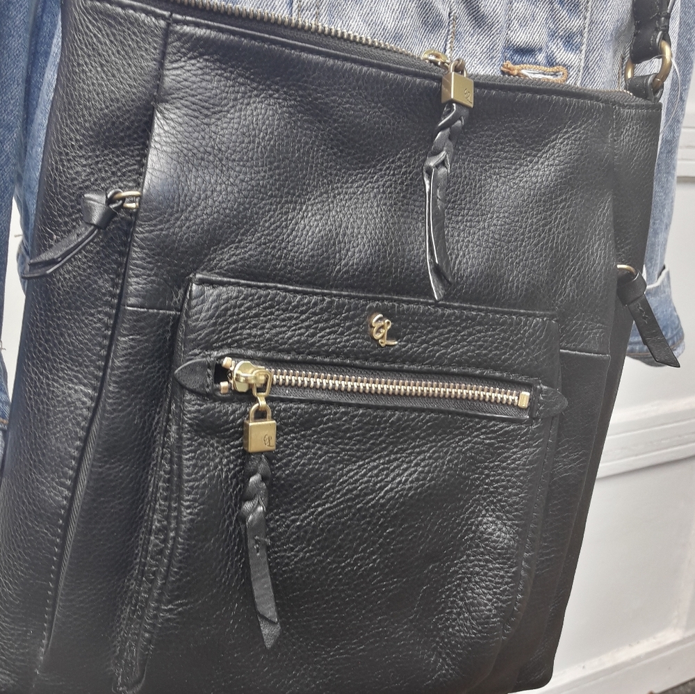 Genuine Leather Crossbody Bag Vintage Designer Purse Soft Pebbled Leather Long - Picture 8 of 16